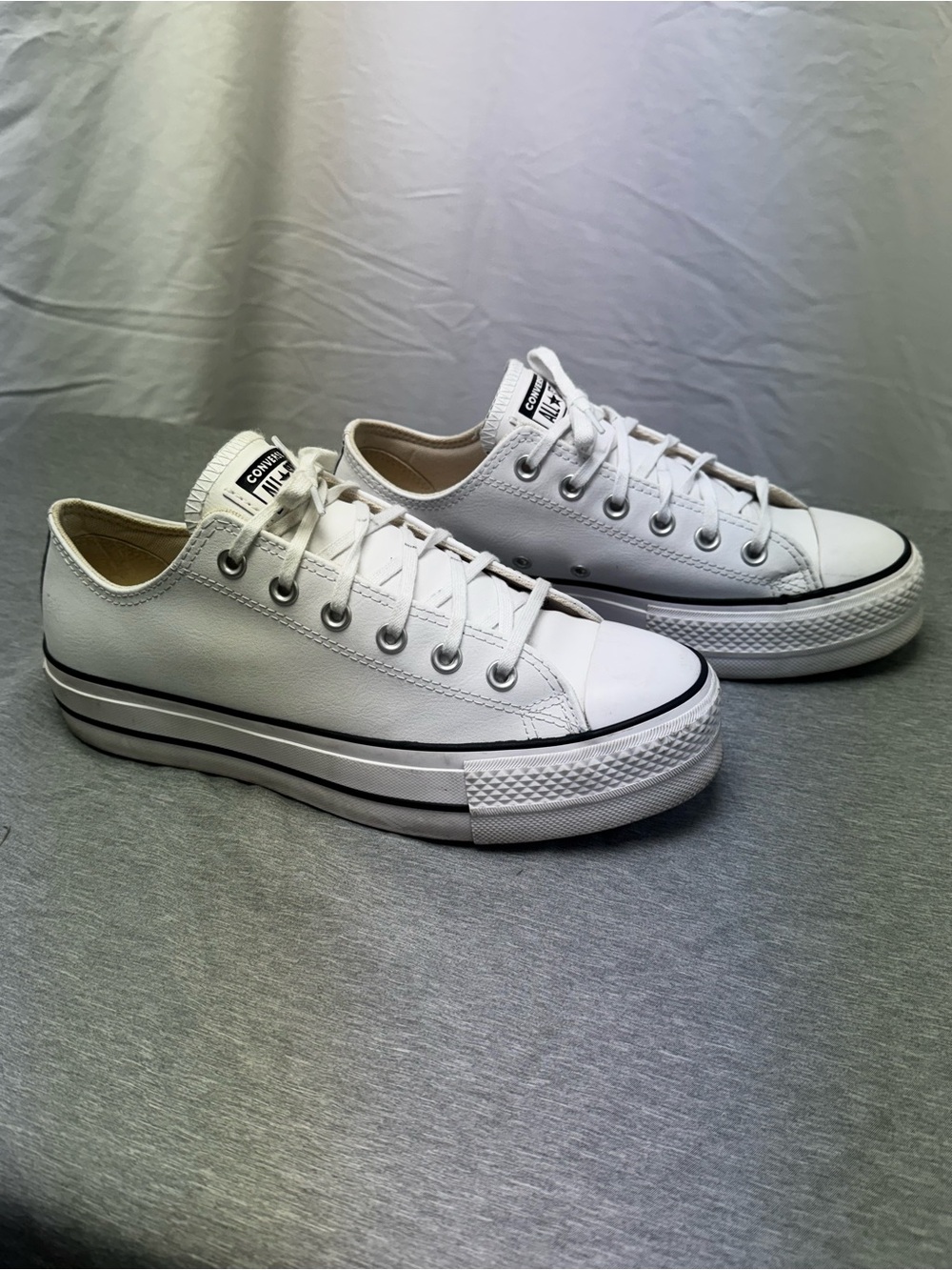 Converse Chuck Taylor All Star Lift Leather Platform Sneakers White 9.5